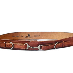 Vintage Double Buckle Rare Leather Belt Brown Western Cowboy Leather Belt - 34